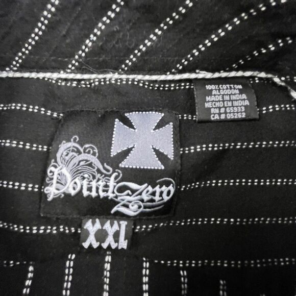 Point Zero Guitar Skull Shirt Mens XXL Short Sleeve Pinstripe Rock Music Band - Picture 5 of 10